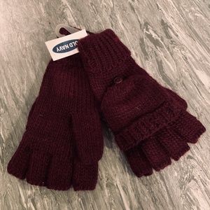 NWT Old Navy Maroon Knit Fingerless Gloves
